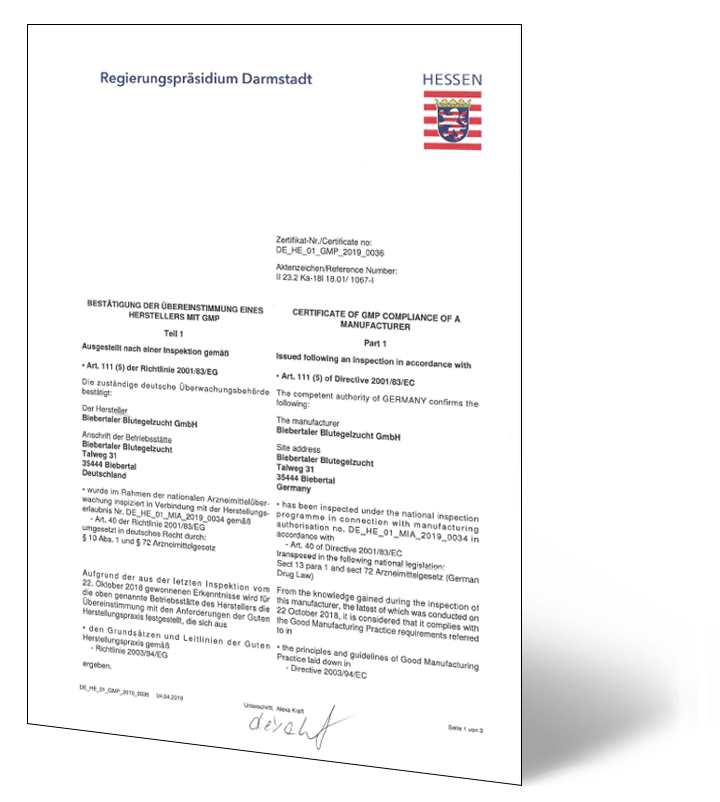GMP certificate