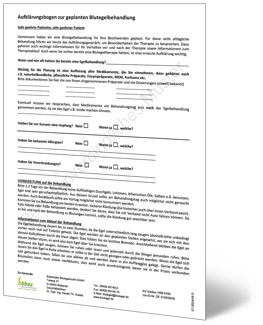 Legally non-binding sample for patient information